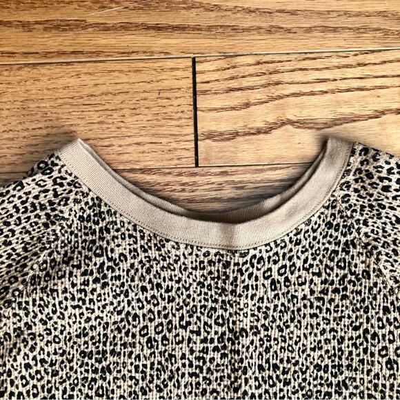 GAP KIDS Waffle Knit Cheetah Print Long Sleeves Brown Top Girl’s Size XXL 14/16 - Picture 3 of 9